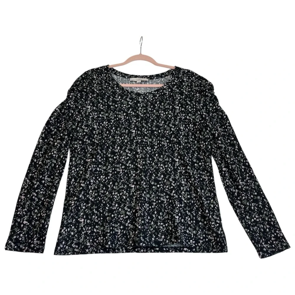 LOFT Floral Shirred Smocked Puff Sleeve Shirt‎ L